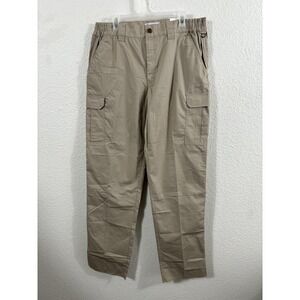 Galls Tac Force Tactical Pants Mens 36 Khaki Ripstop Elastic Waist Unhemmed